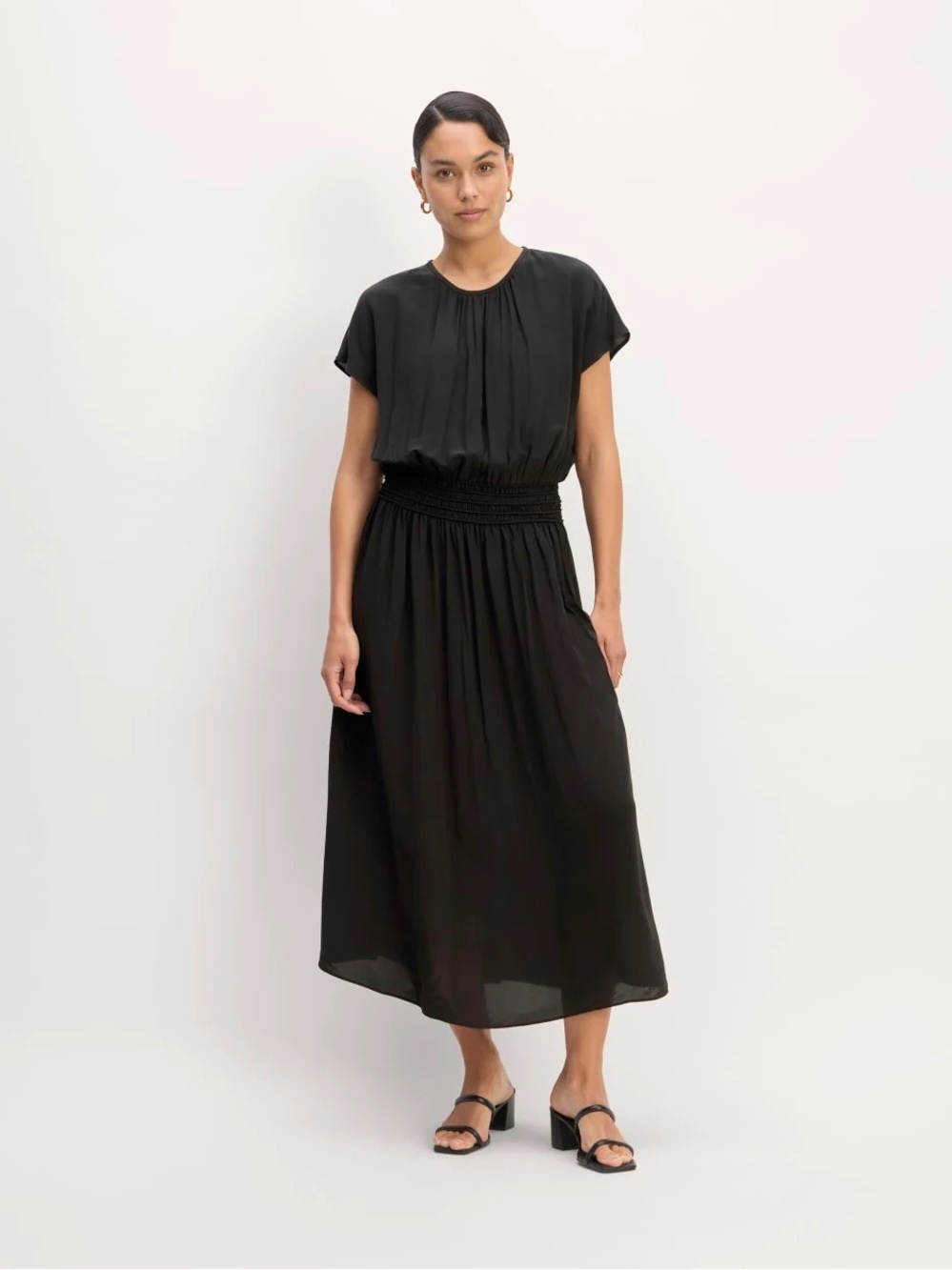 Everlane | New The Gathered Midi Dress In Black NWT women’s size L office